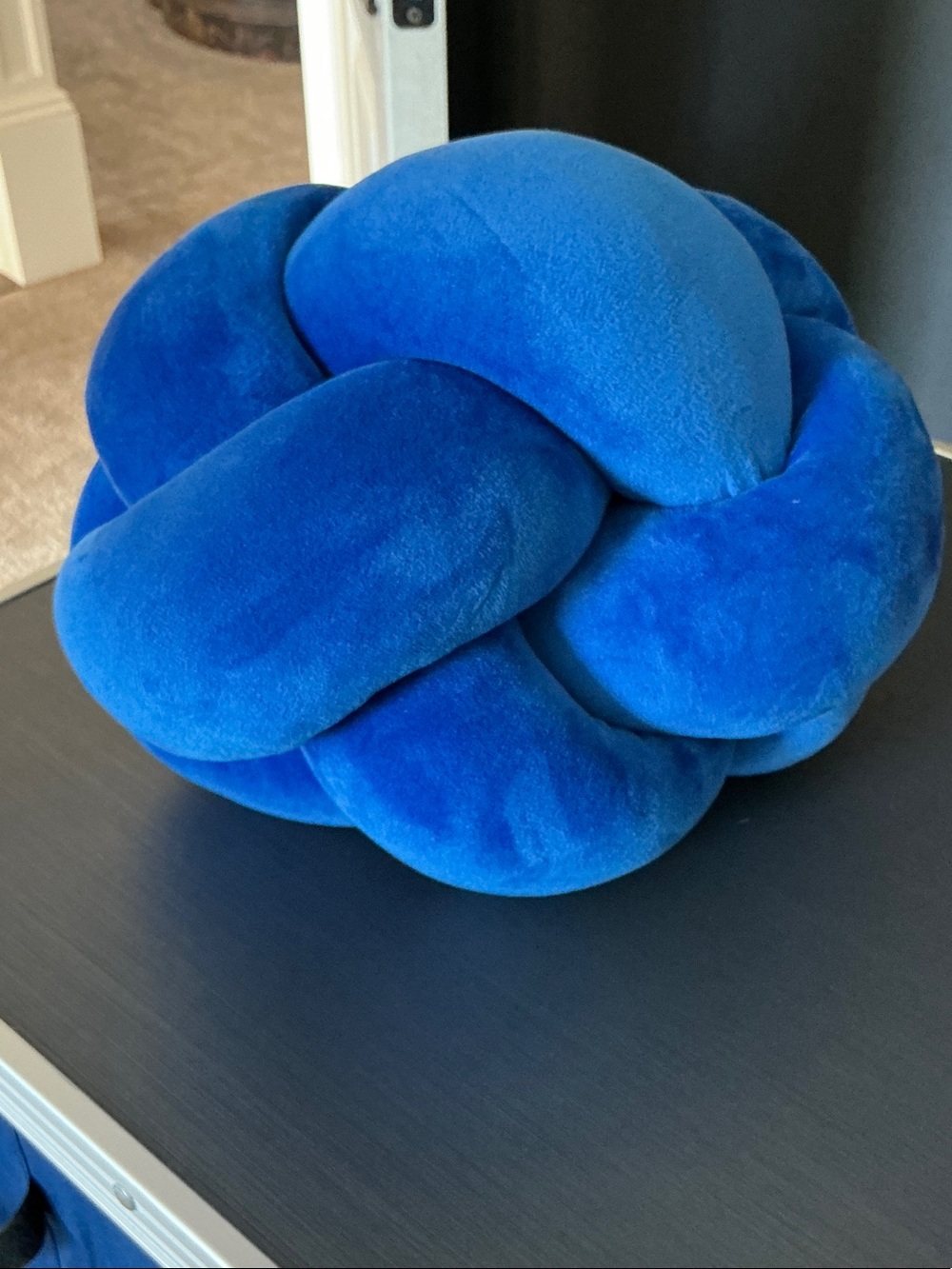 Bold Royal Blue Knot Accent Pillow